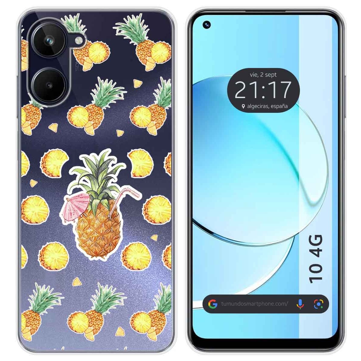 Funda Silicona Transparente para Realme 10 4G diseño Piña Dibujos