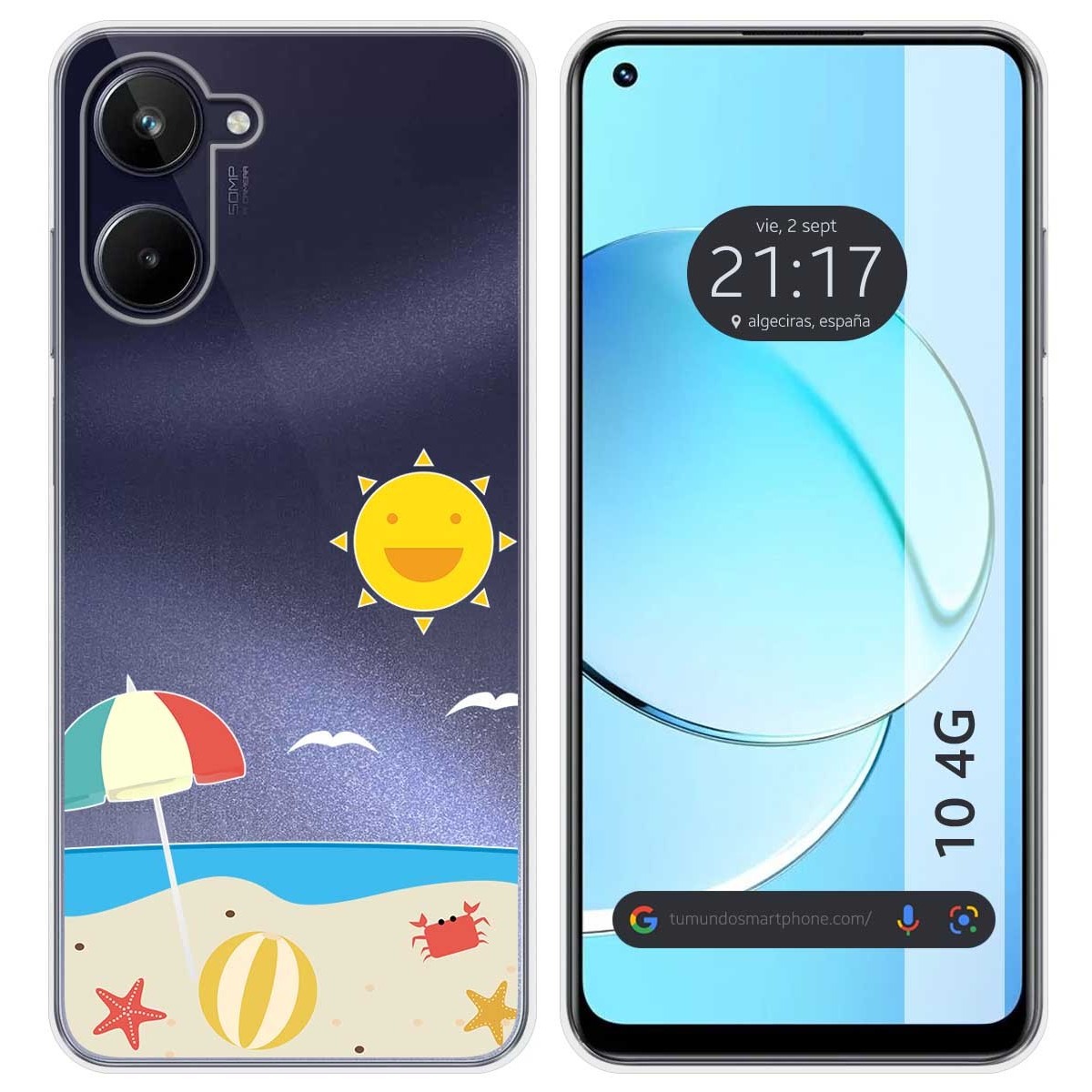 Funda Silicona Transparente para Realme 10 4G diseño Playa Dibujos