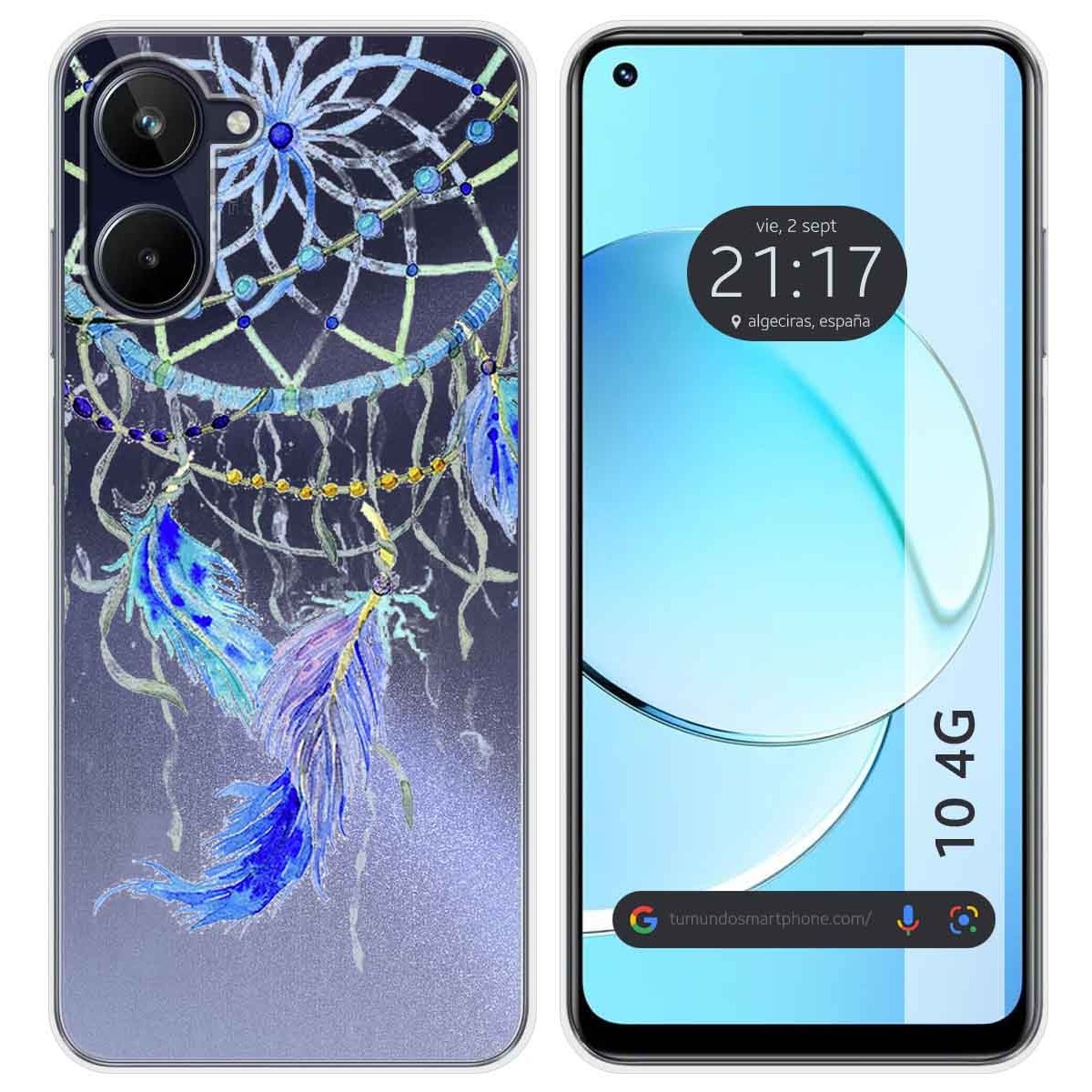 Funda Silicona Transparente para Realme 10 4G diseño Plumas Dibujos