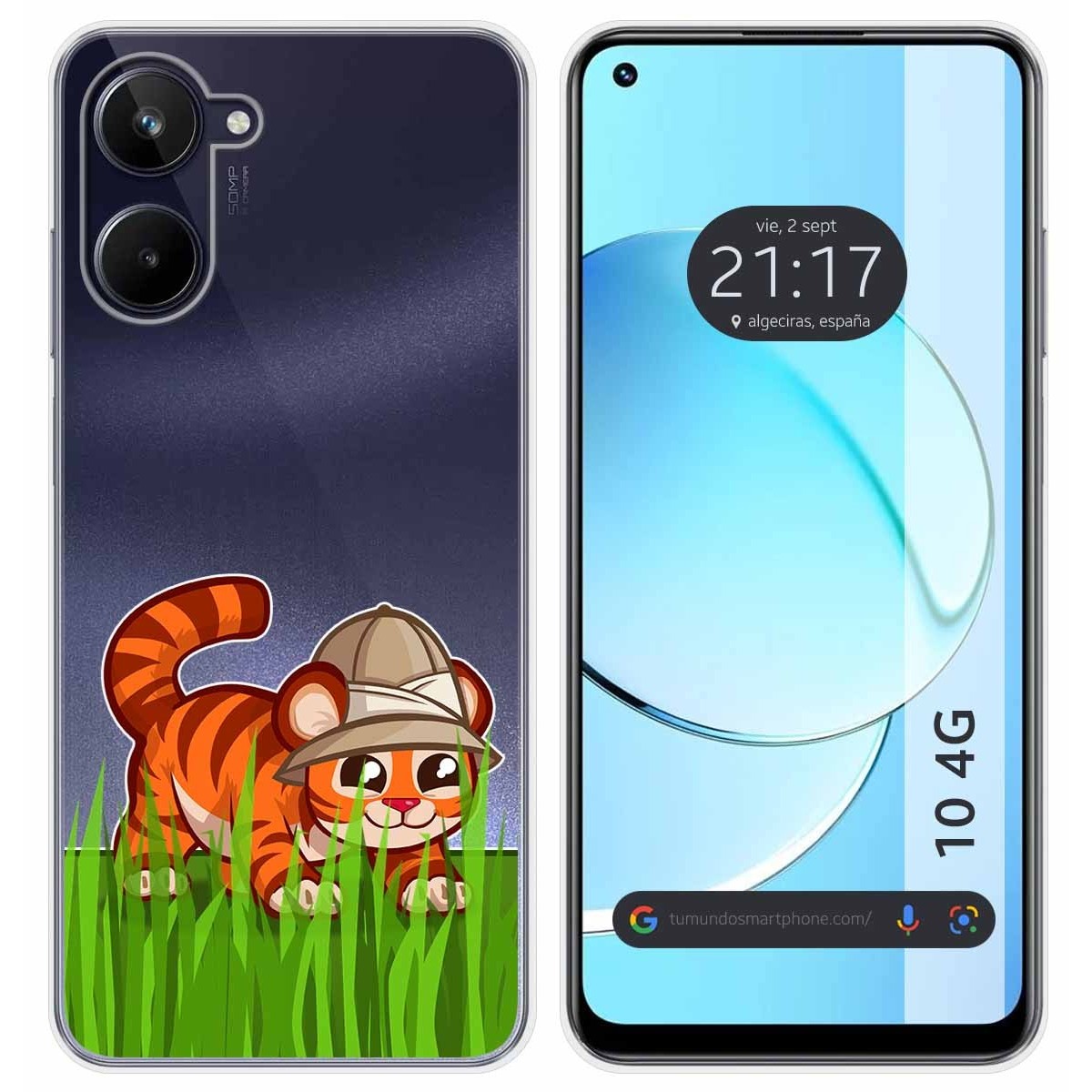 Funda Silicona Transparente para Realme 10 4G diseño Tigre Dibujos