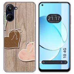Funda Silicona para Realme 10 4G diseño Corazones Madera Dibujos