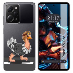 Funda Silicona Transparente compatible con Xiaomi POCO X5 Pro 5G diseño Avestruz Dibujos