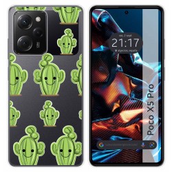 Funda Silicona Transparente compatible con Xiaomi POCO X5 Pro 5G diseño Cactus Dibujos