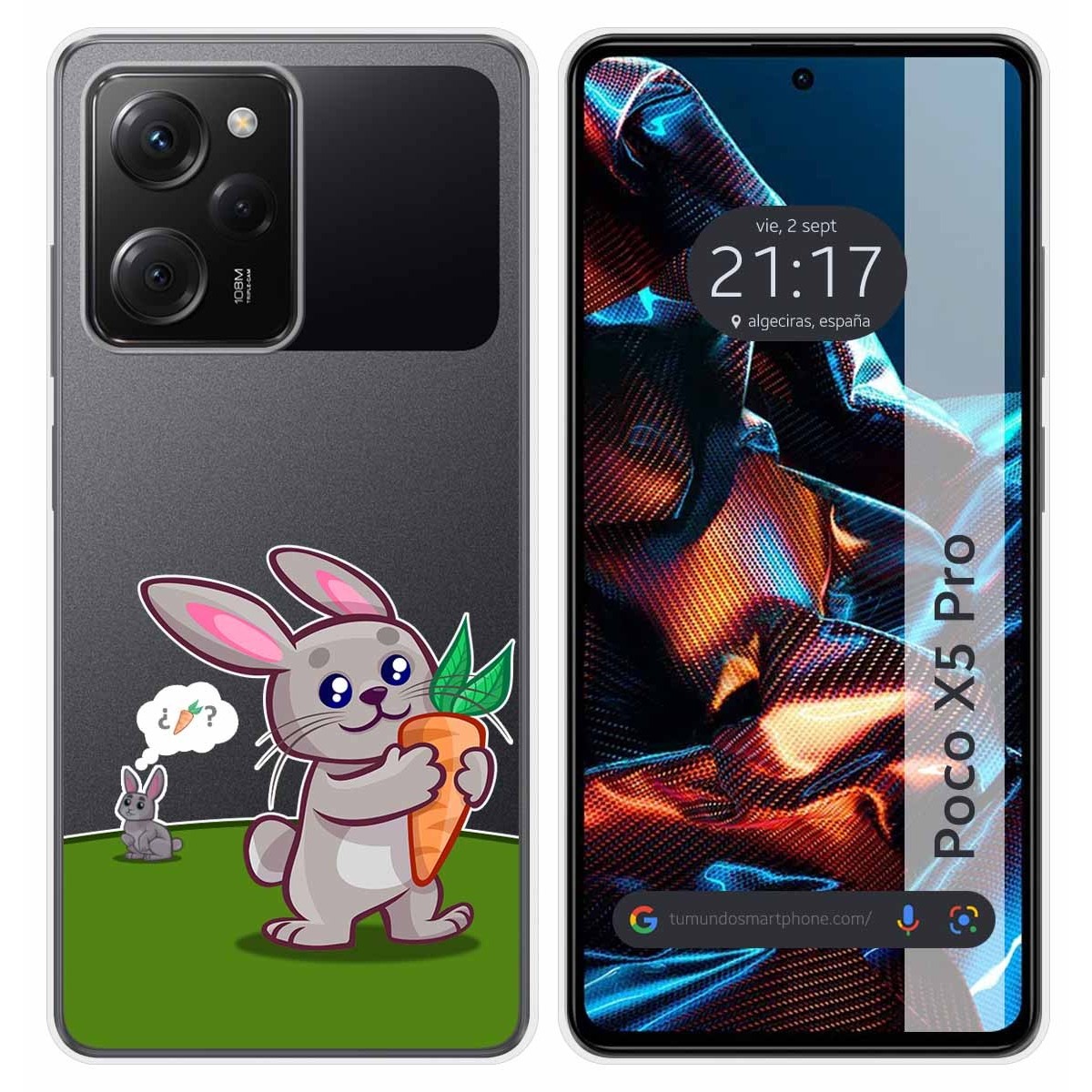 Funda Silicona Transparente compatible con Xiaomi POCO X5 Pro 5G diseño Conejo Dibujos