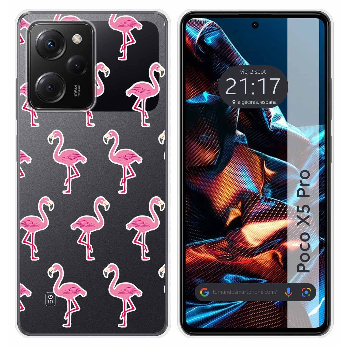 Funda Silicona Transparente compatible con Xiaomi POCO X5 Pro 5G diseño Flamenco Dibujos