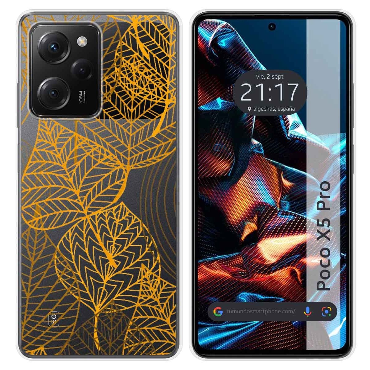 Funda Silicona Transparente compatible con Xiaomi POCO X5 Pro 5G diseño Hojas Dibujos