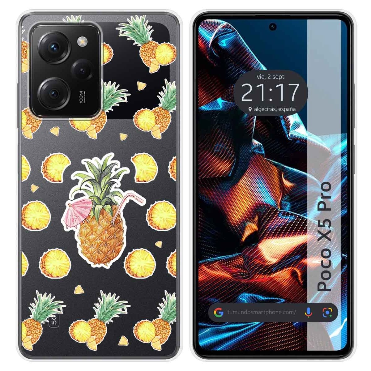 Funda Silicona Transparente compatible con Xiaomi POCO X5 Pro 5G diseño Piña Dibujos