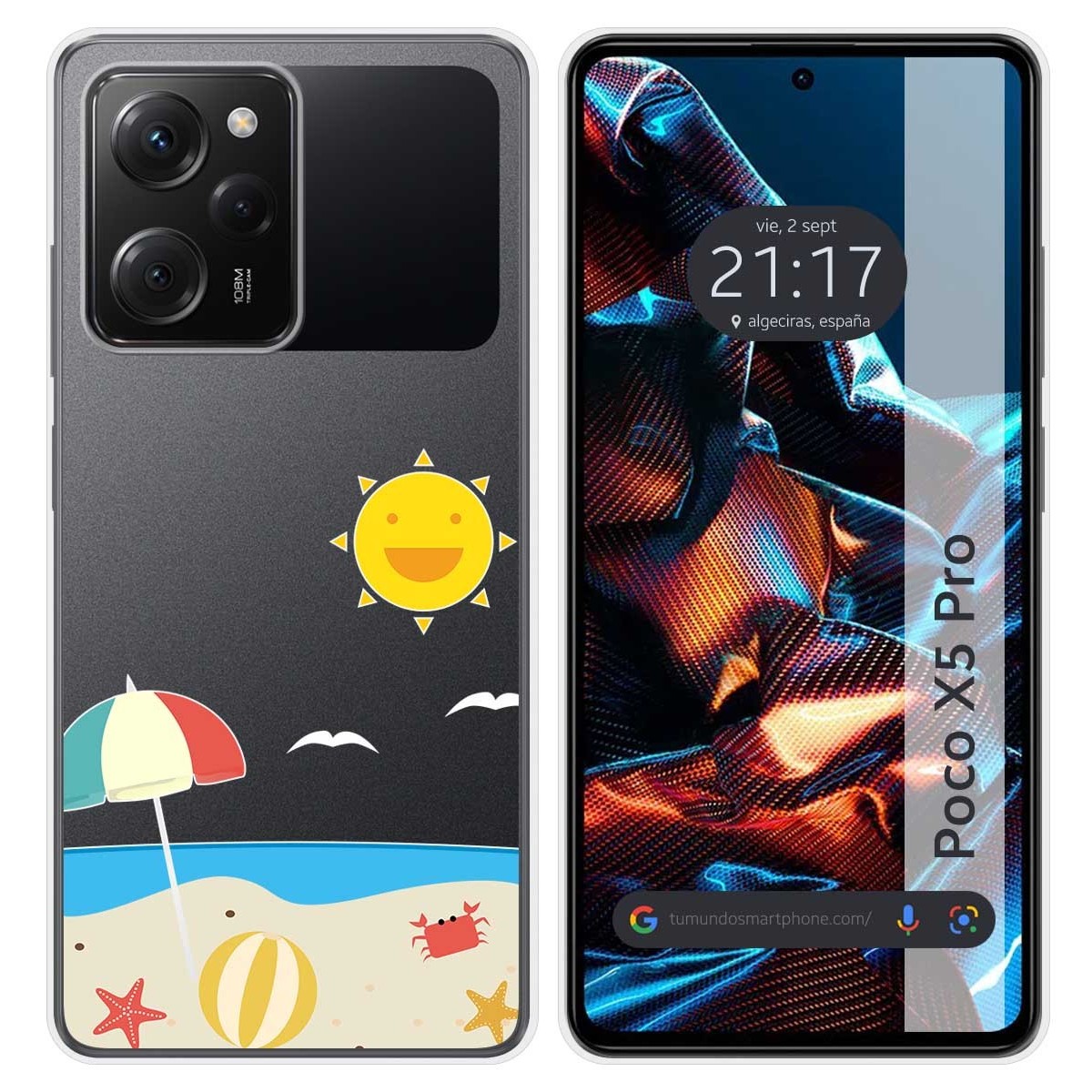 Funda Silicona Transparente compatible con Xiaomi POCO X5 Pro 5G diseño Playa Dibujos