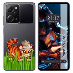 Funda Silicona Transparente compatible con Xiaomi POCO X5 Pro 5G diseño Tigre Dibujos