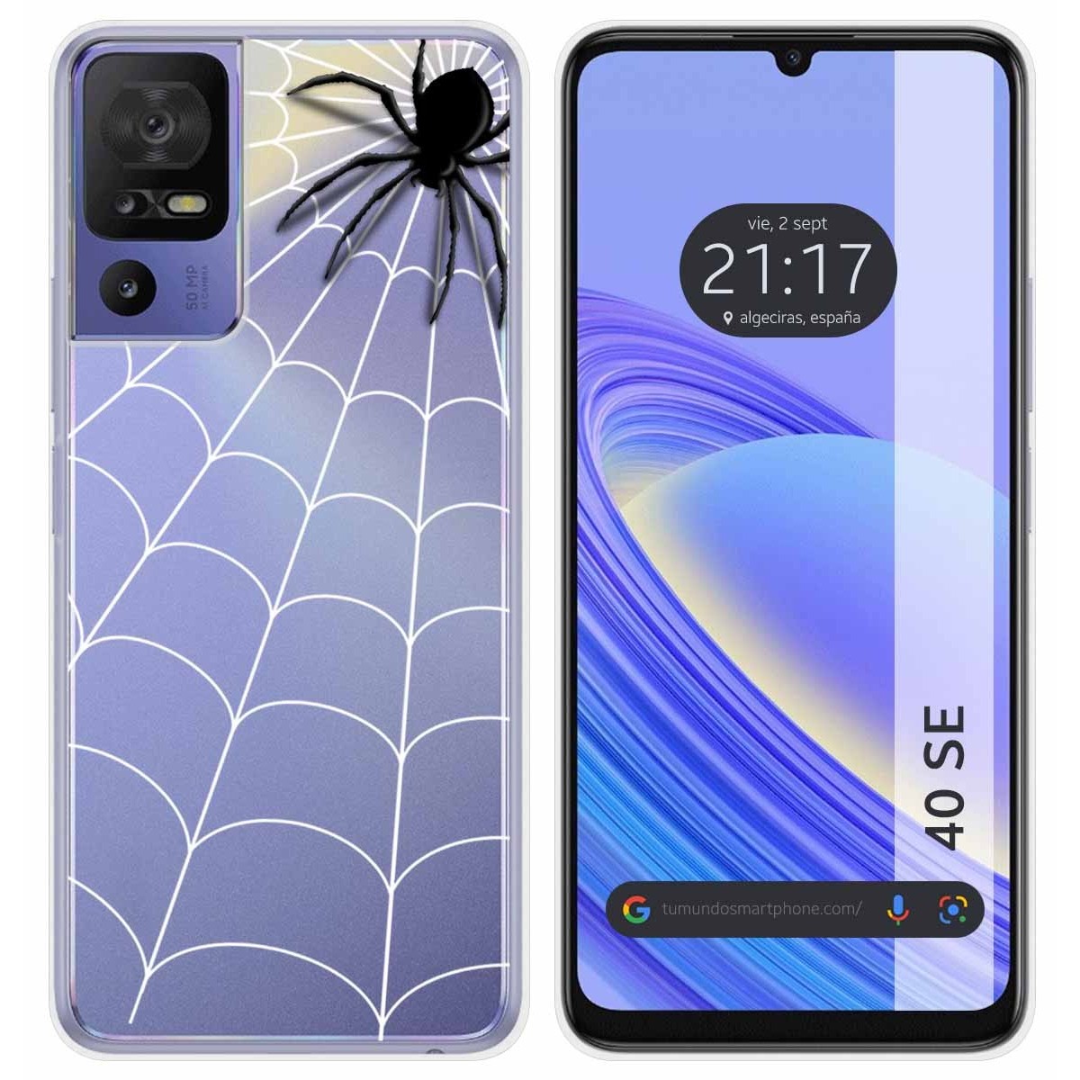 Funda Silicona Transparente para TCL 40 SE diseño Araña Dibujos