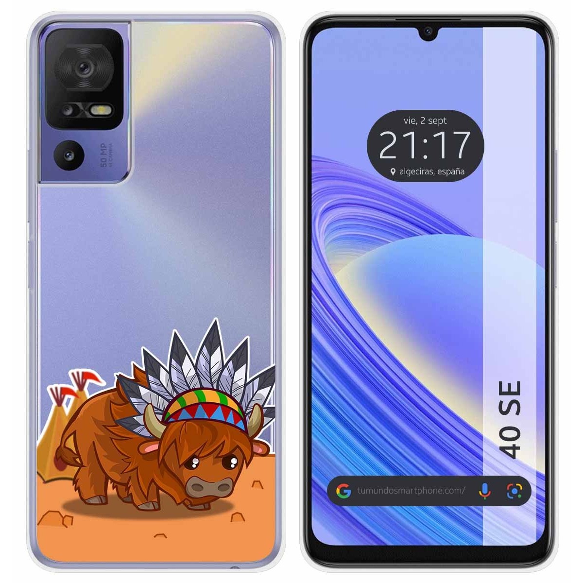 Funda Silicona Transparente para TCL 40 SE diseño Bufalo Dibujos