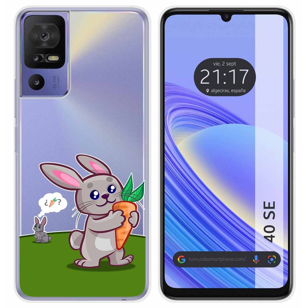 Funda Silicona Transparente para TCL 40 SE diseño Conejo Dibujos