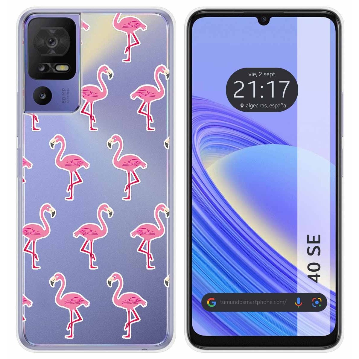 Funda Silicona Transparente para TCL 40 SE diseño Flamenco Dibujos