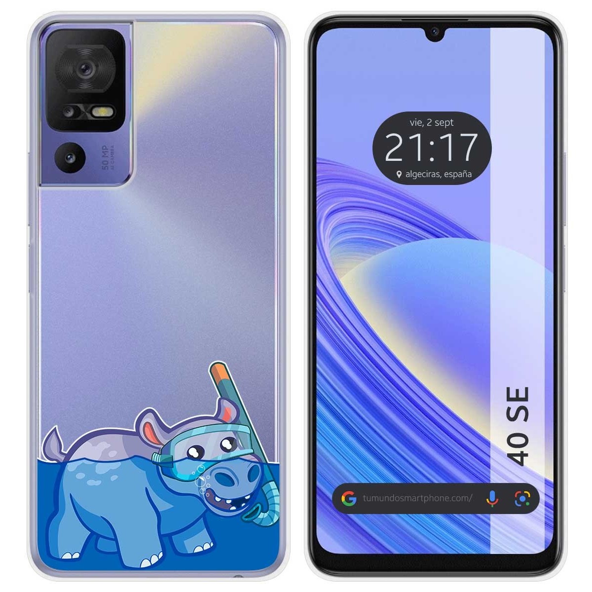 Funda Silicona Transparente para TCL 40 SE diseño Hipo Dibujos