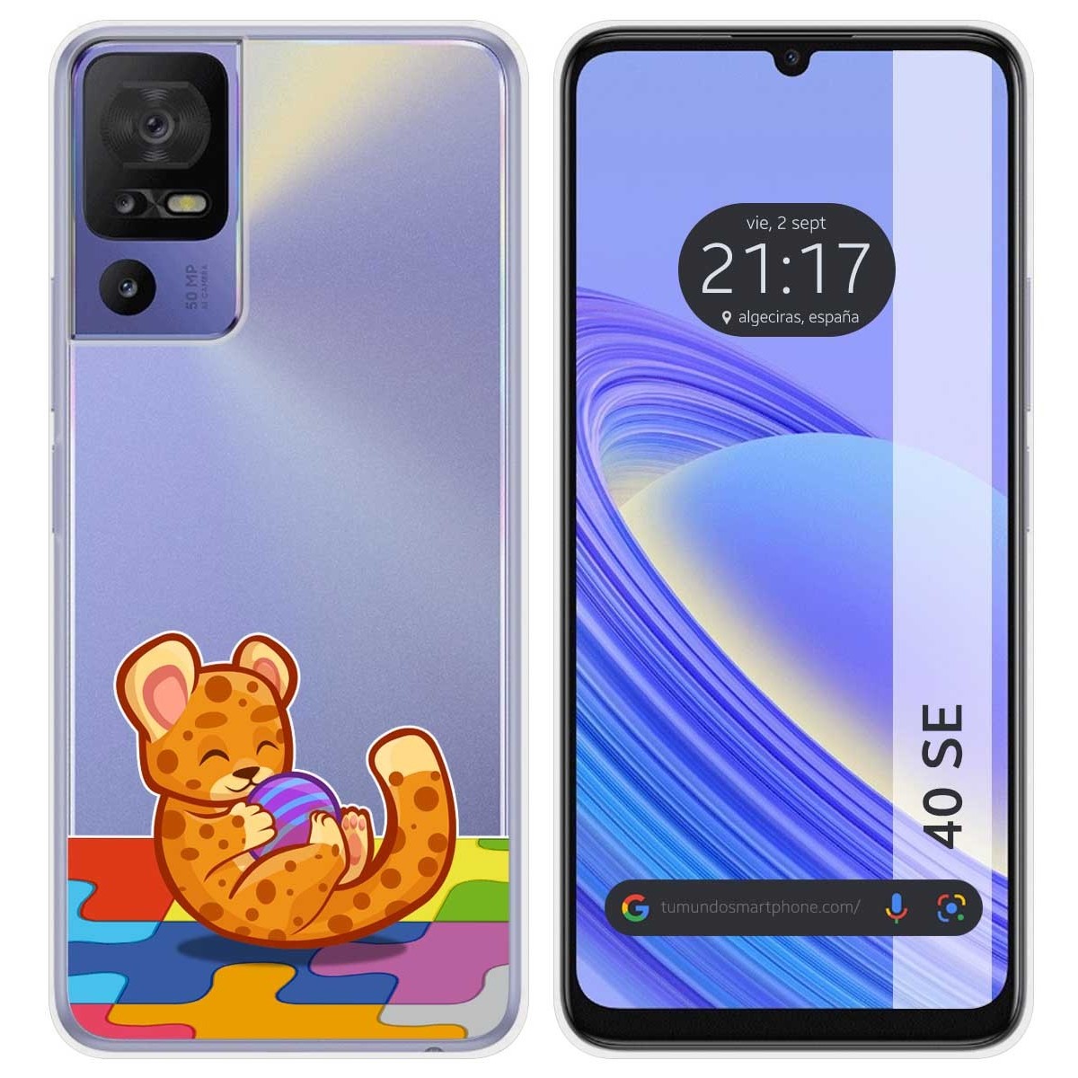 Funda Silicona Transparente para TCL 40 SE diseño Leopardo Dibujos