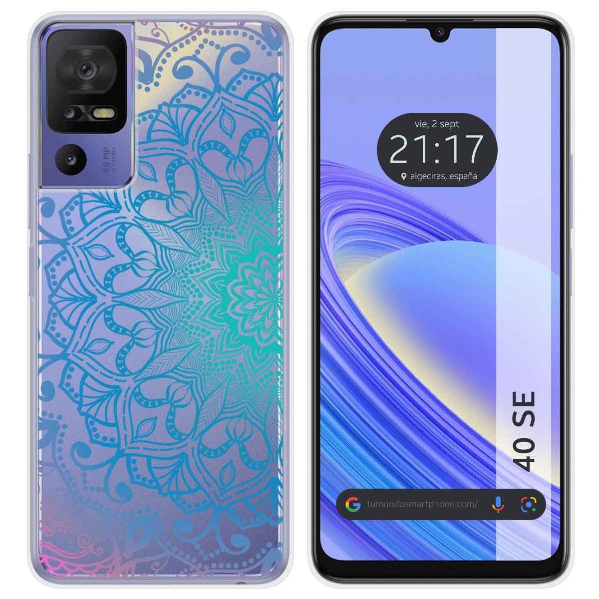 Funda Silicona Transparente para TCL 40 SE diseño Mandala Dibujos