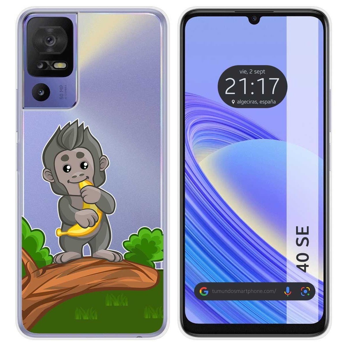 Funda Silicona Transparente para TCL 40 SE diseño Mono Dibujos