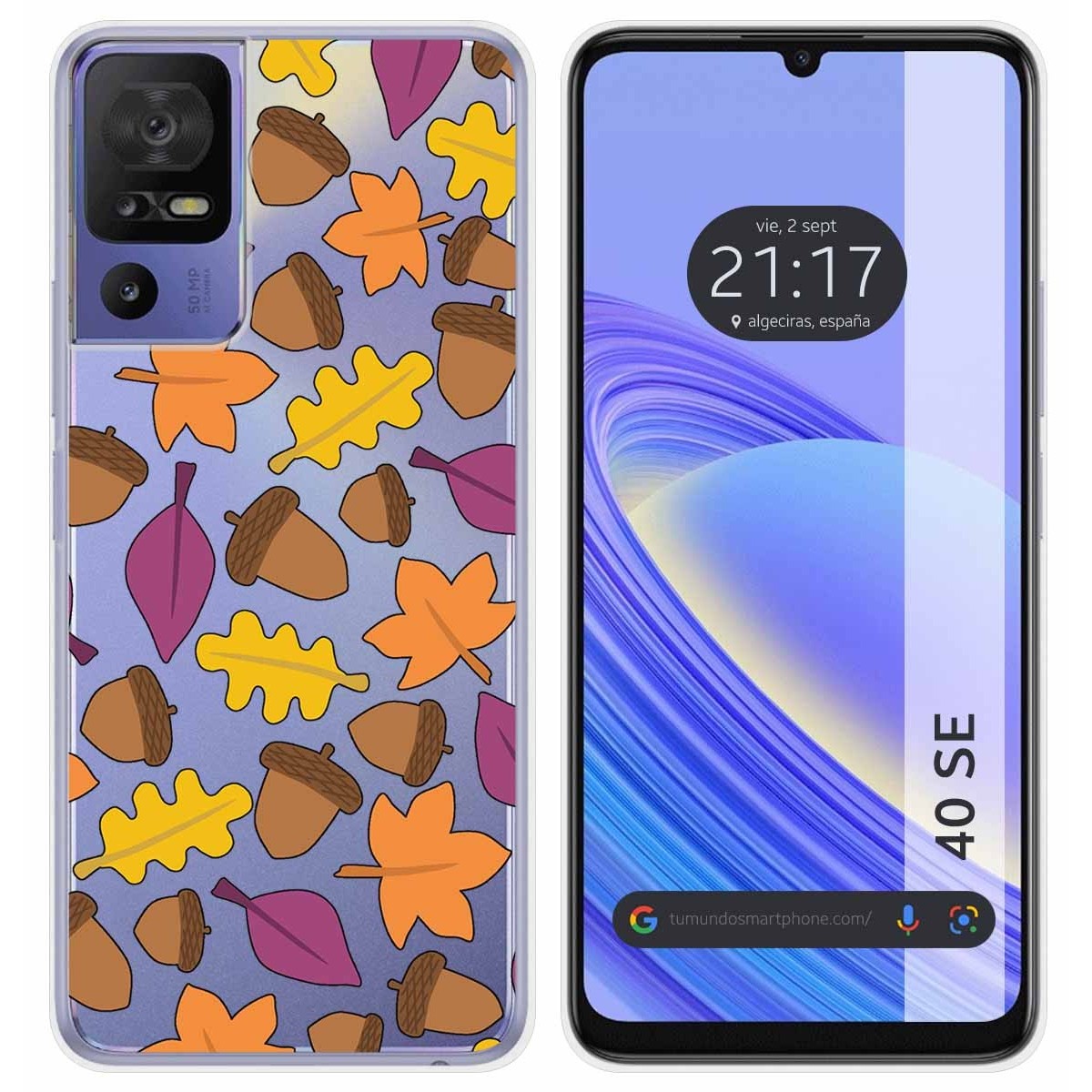 Funda Silicona Transparente para TCL 40 SE diseño Otoño Dibujos