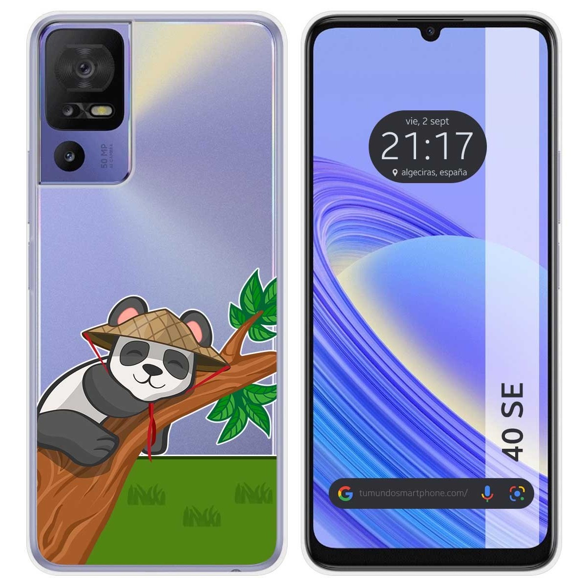 Funda Silicona Transparente para TCL 40 SE diseño Panda Dibujos
