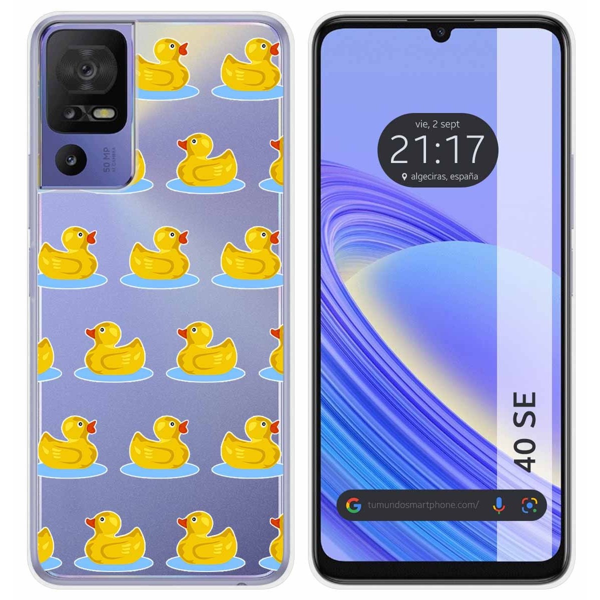 Funda Silicona Transparente para TCL 40 SE diseño Pato Dibujos