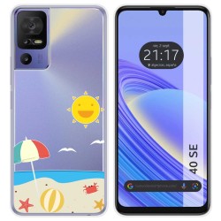 Funda Silicona Transparente para TCL 40 SE diseño Playa Dibujos