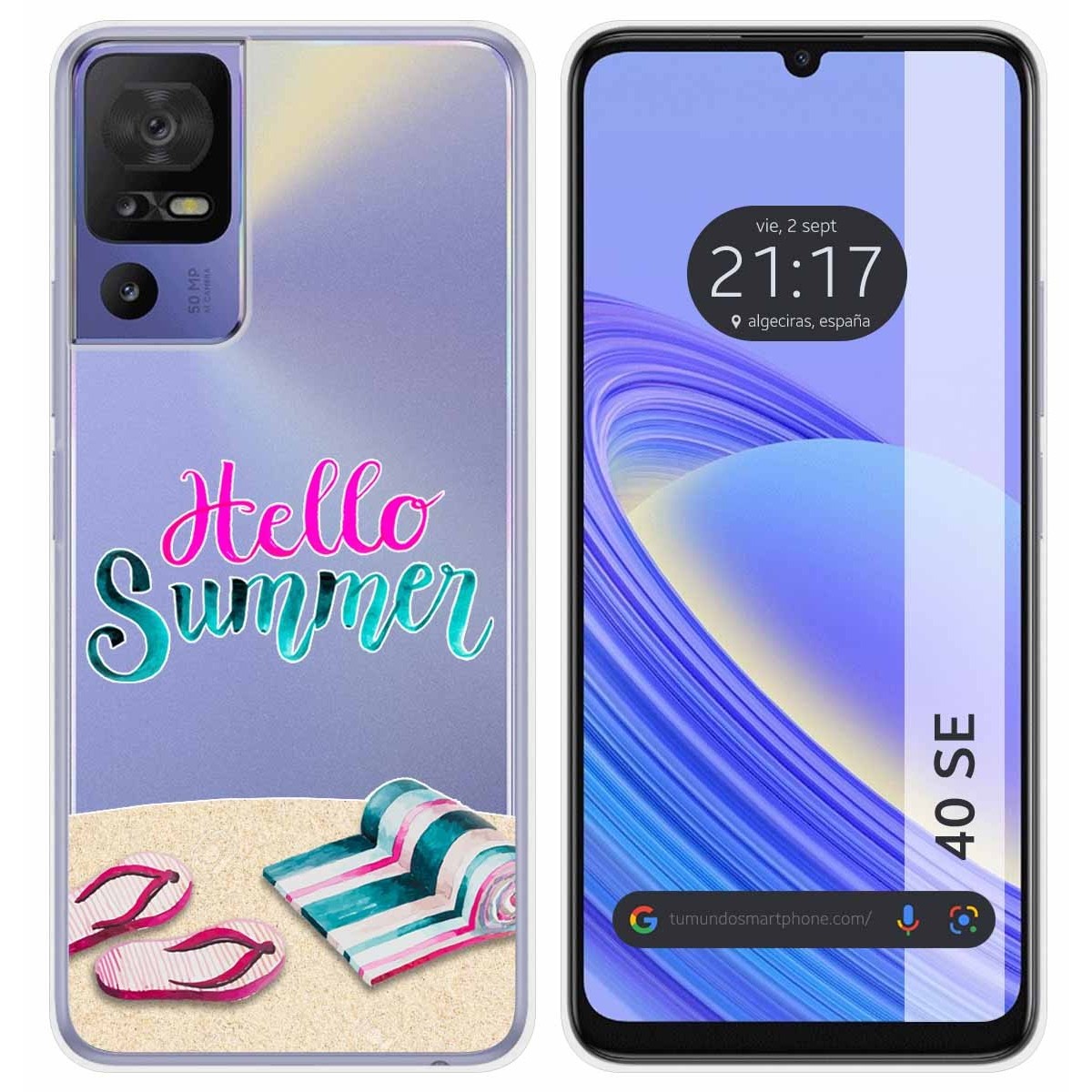Funda Silicona Transparente para TCL 40 SE diseño Summer Dibujos