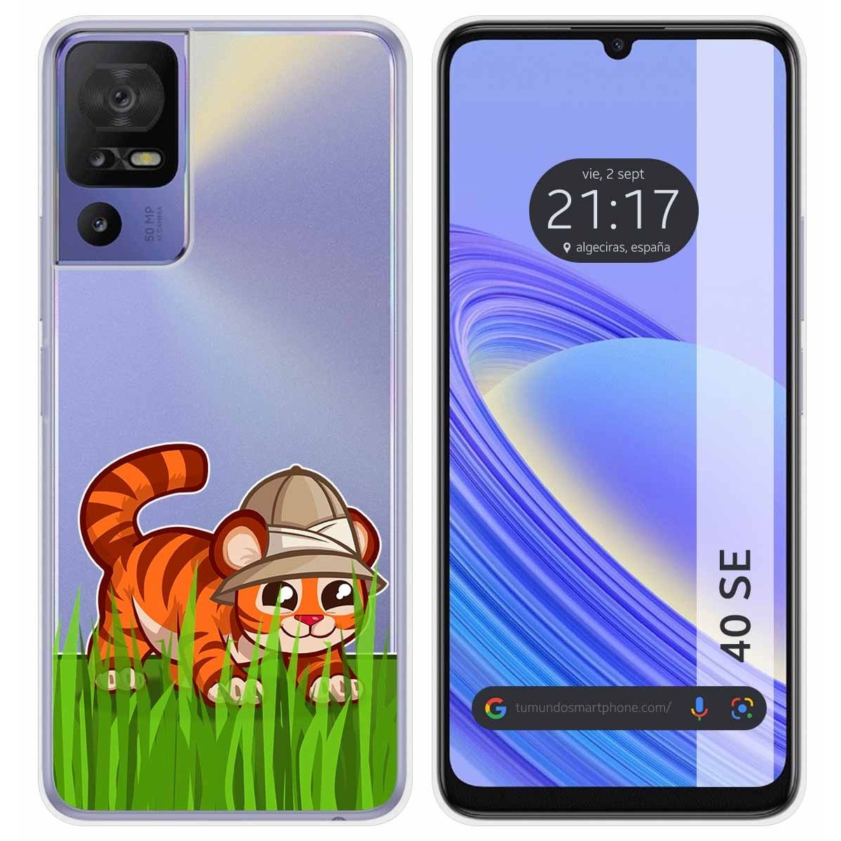 Funda Silicona Transparente para TCL 40 SE diseño Tigre Dibujos