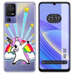 Funda Silicona Transparente para TCL 40 SE diseño Unicornio Dibujos