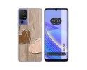 Funda Silicona para TCL 40 SE diseño Corazones Madera Dibujos