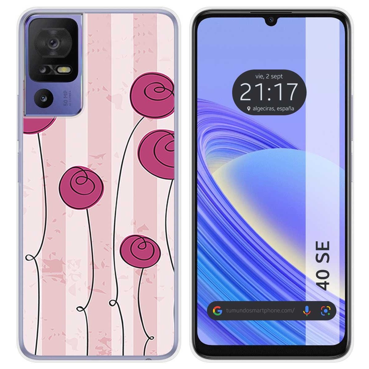 Funda Silicona para TCL 40 SE diseño Flores Vintage Dibujos