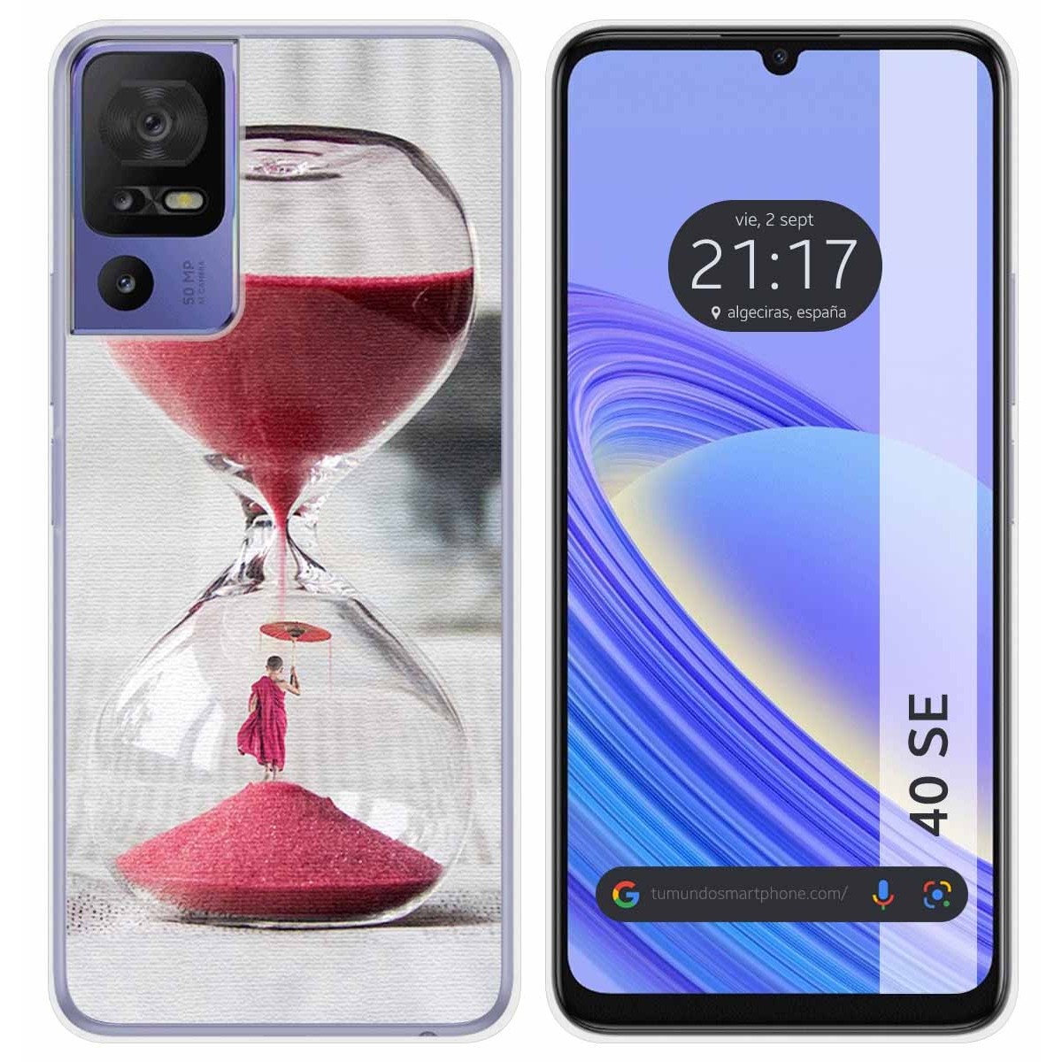 Funda Silicona para TCL 40 SE diseño Reloj Dibujos