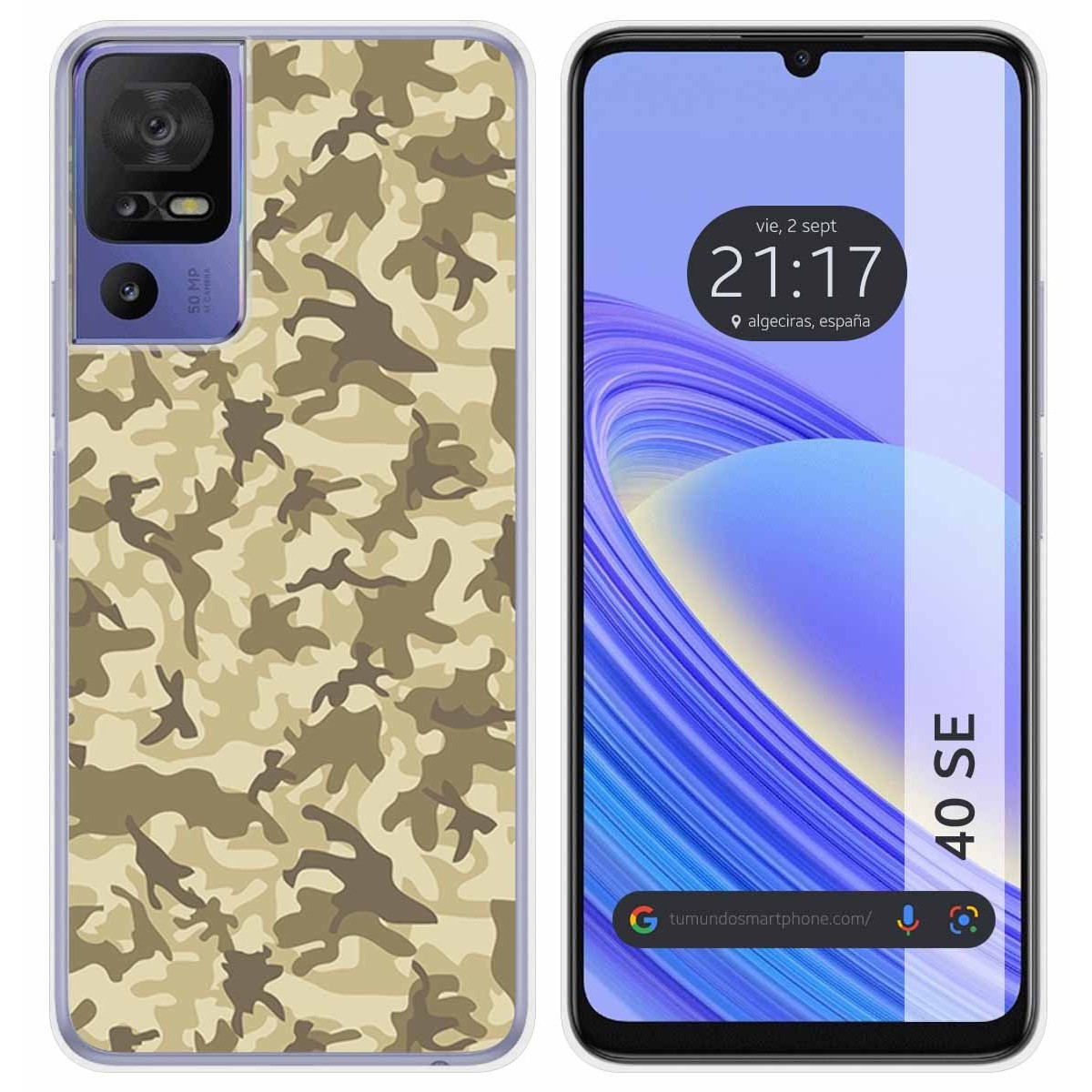 Funda Silicona para TCL 40 SE diseño Sand Camuflaje Dibujos
