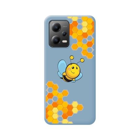 Funda Silicona Líquida Azul compatible con Xiaomi POCO X5 5G diseño Abeja Dibujos