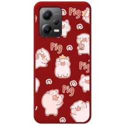 Funda Silicona Líquida Roja compatible con Xiaomi POCO X5 5G diseño Cerdos Dibujos