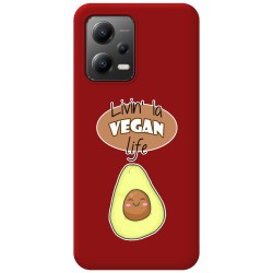 Funda Silicona Líquida Roja compatible con Xiaomi POCO X5 5G diseño Vegan Life Dibujos