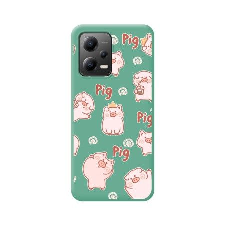 Funda Silicona Líquida Verde compatible con Xiaomi POCO X5 5G diseño Cerdos Dibujos
