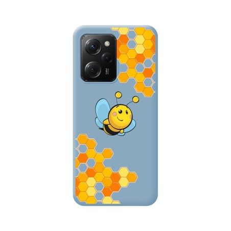Funda Silicona Líquida Azul compatible con Xiaomi POCO X5 Pro 5G diseño Abeja Dibujos
