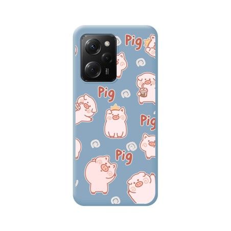 Funda Silicona Líquida Azul compatible con Xiaomi POCO X5 Pro 5G diseño Cerdos Dibujos