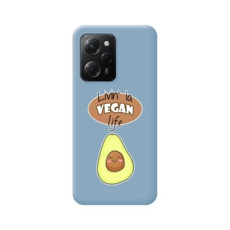 Funda Silicona Líquida Azul compatible con Xiaomi POCO X5 Pro 5G diseño Vegan Life Dibujos