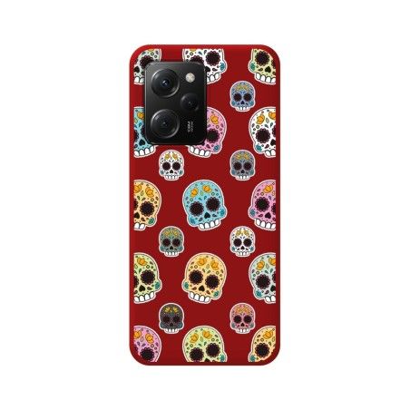 Funda Silicona Líquida Roja compatible con Xiaomi POCO X5 Pro 5G diseño Catrina Dibujos
