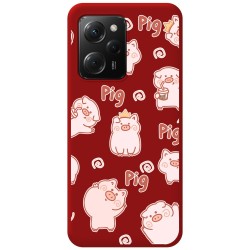Funda Silicona Líquida Roja compatible con Xiaomi POCO X5 Pro 5G diseño Cerdos Dibujos
