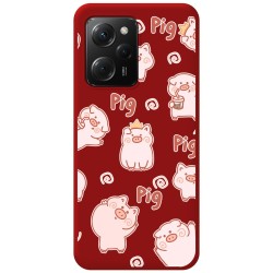 Funda Silicona Líquida Roja compatible con Xiaomi POCO X5 Pro 5G diseño Cerdos Dibujos
