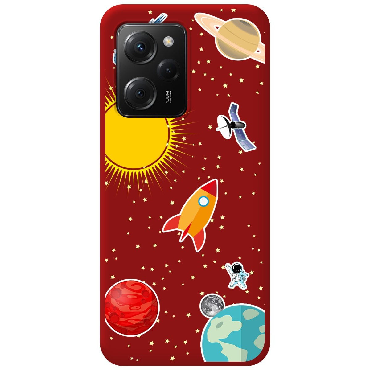 Funda Silicona Líquida Roja compatible con Xiaomi POCO X5 Pro 5G diseño Espacio Dibujos