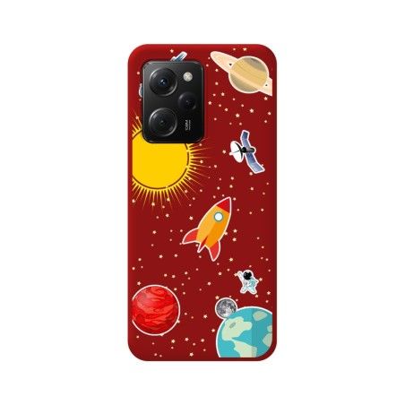 Funda Silicona Líquida Roja compatible con Xiaomi POCO X5 Pro 5G diseño Espacio Dibujos