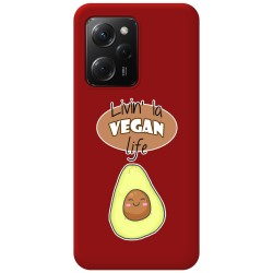 Funda Silicona Líquida Roja compatible con Xiaomi POCO X5 Pro 5G diseño Vegan Life Dibujos