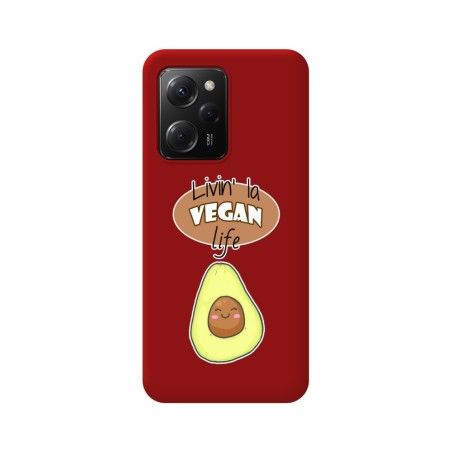 Funda Silicona Líquida Roja compatible con Xiaomi POCO X5 Pro 5G diseño Vegan Life Dibujos