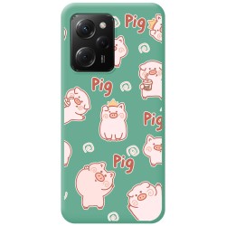 Funda Silicona Líquida Verde compatible con Xiaomi POCO X5 Pro 5G diseño Cerdos Dibujos