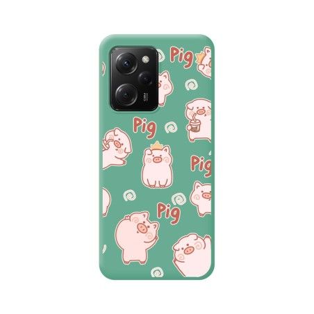 Funda Silicona Líquida Verde compatible con Xiaomi POCO X5 Pro 5G diseño Cerdos Dibujos