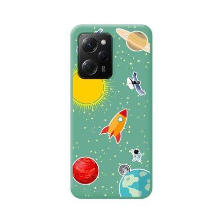 Funda Silicona Líquida Verde compatible con Xiaomi POCO X5 Pro 5G diseño Espacio Dibujos