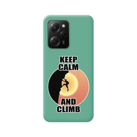 Funda Silicona Líquida Verde compatible con Xiaomi POCO X5 Pro 5G diseño Hombre Escalada Dibujos